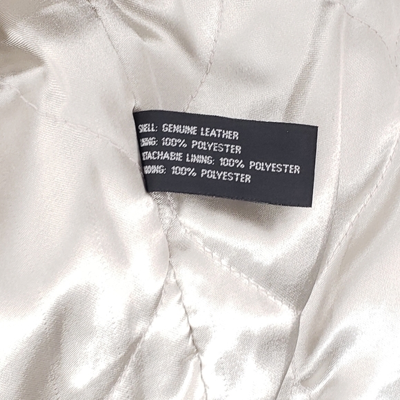 Bubble Well Women's Leather Embossed Fur Jacket Hoodie Medium - Picture 15 of 16